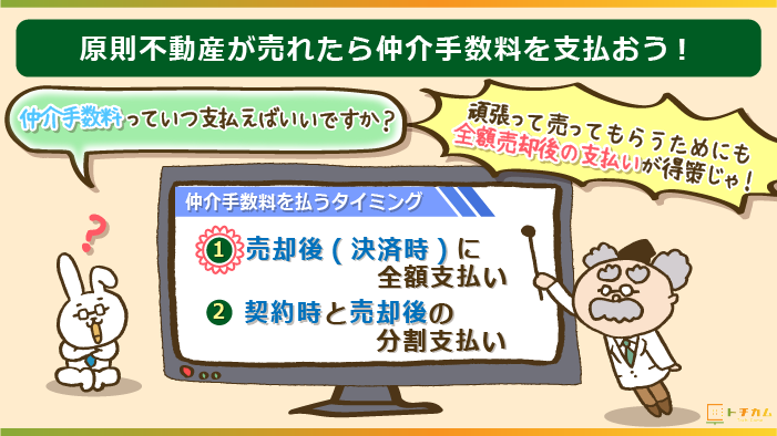 不動産売却後の仲介手数料支払いが原則