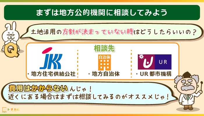 土地活用における最初の相談先は地方公的機関