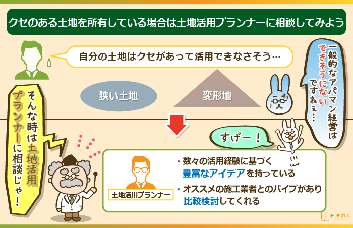 癖のある土地の活用は土地活用プランナーに相談しよう