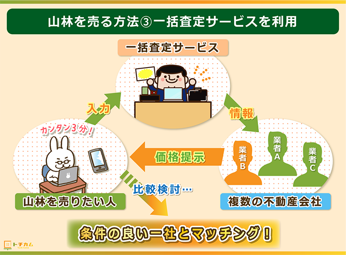 一括査定サービスで好条件の一社と山林売買契約