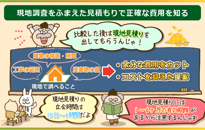 現地調査を踏まえた見積もりで正確な費用を知る