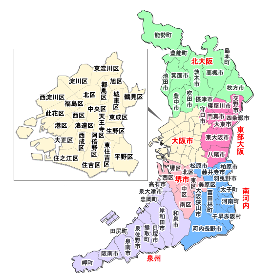 大阪府の地図