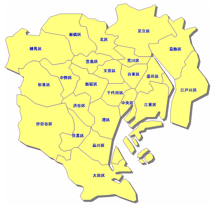 東京都23区の地図