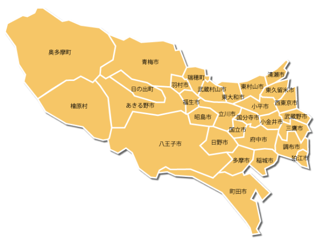 東京都多摩地域の地図