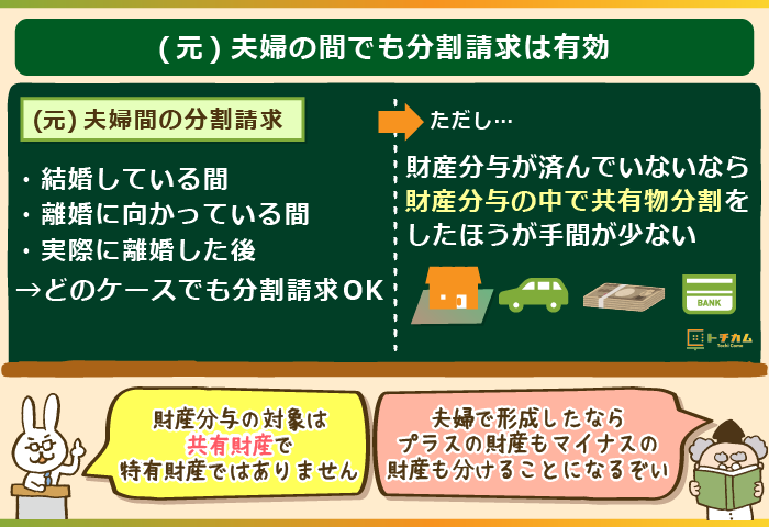 （元）夫婦の間でも分割請求は有効