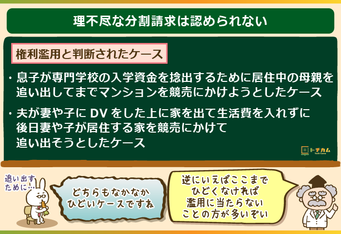 理不尽な分割請求は認められない