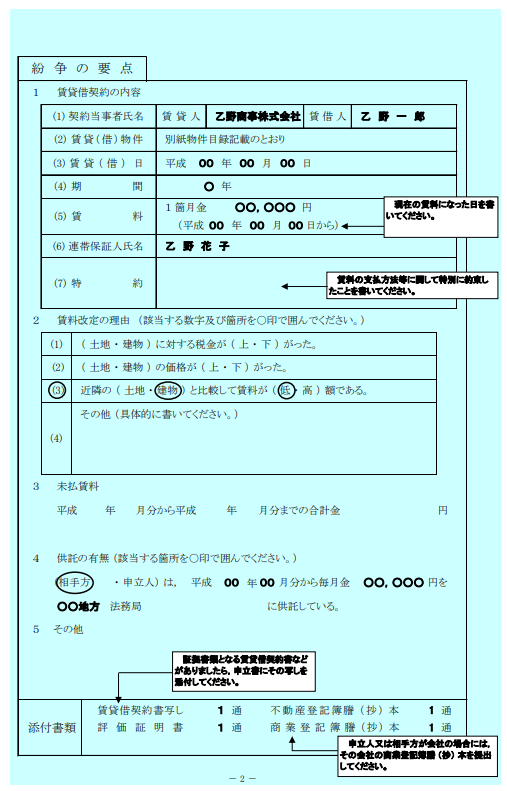 調停申立書